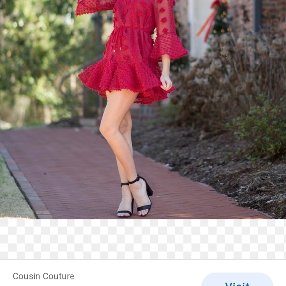 Red Burgundy pompom dress - Picture 6 of 7